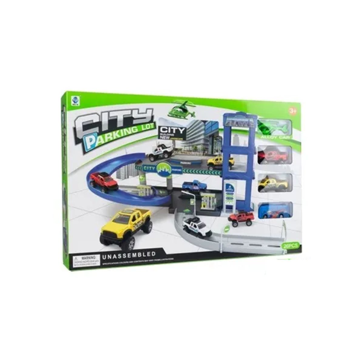 GENERICO - Juego De Estacionamiento Super City De 26 Piezas Con 2 autos Multicolor