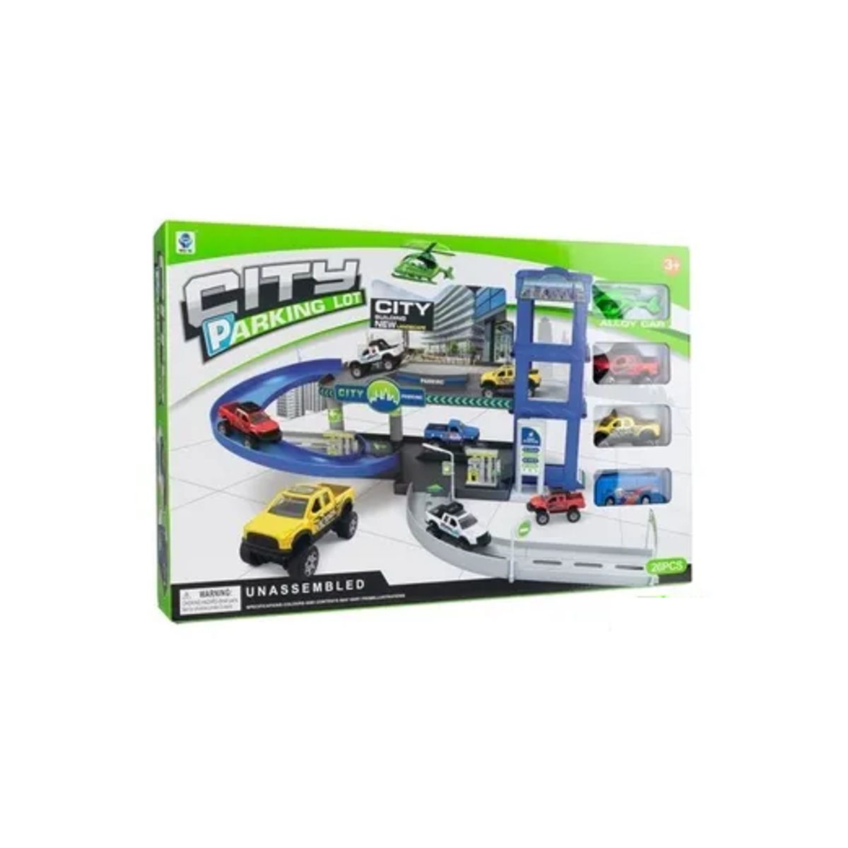 GENERICO - Juego De Estacionamiento Super City De 26 Piezas Con 2 autos Multicolor