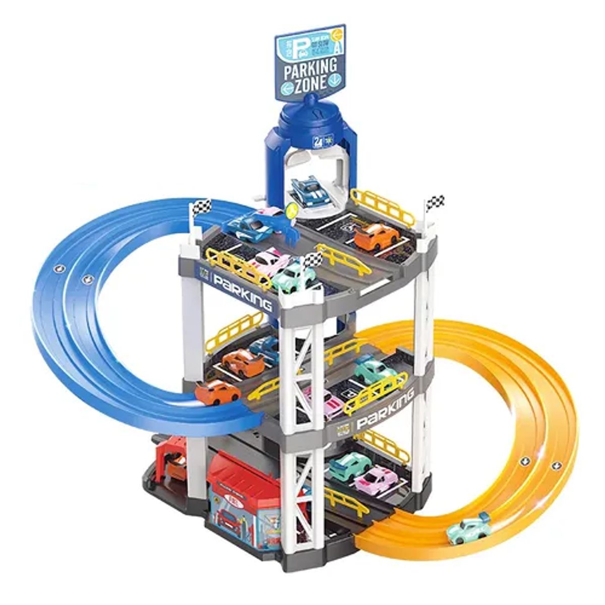 GENERICO - Pista Autos Bighouse Anikids 3 Niveles Juguete Armable Multicolor