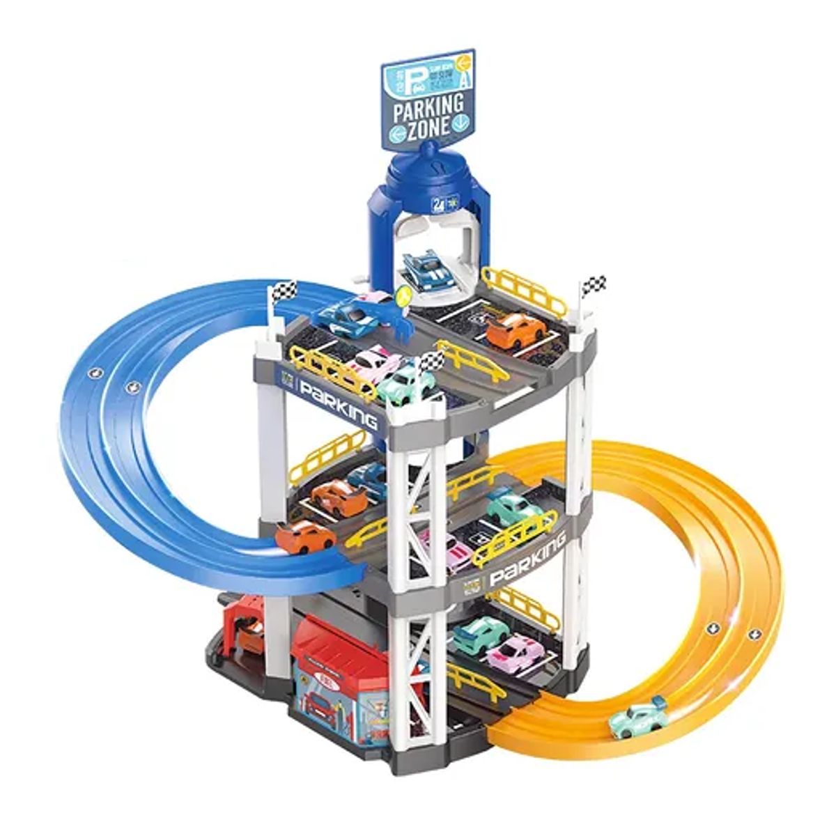 GENERICO - Pista Autos Bighouse Anikids 3 Niveles Juguete Armable Multicolor