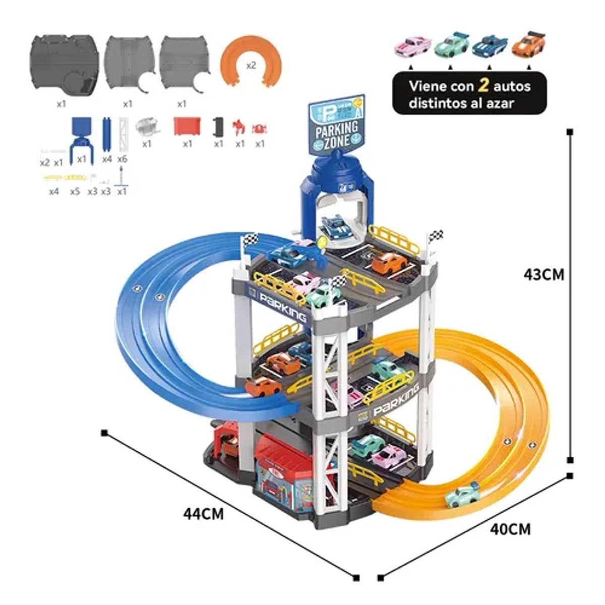 GENERICO - Pista Autos Bighouse Anikids 3 Niveles Juguete Armable Multicolor