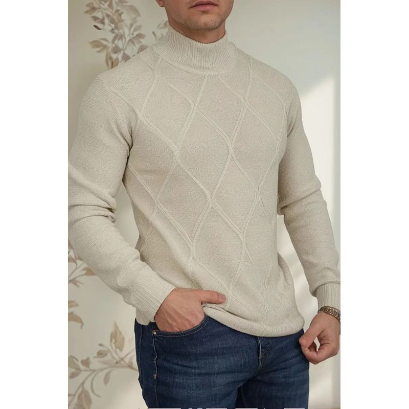 MPROPIA - Sweater Lana Hombre Cuello Subido Beatle, Excelente Calidad 130