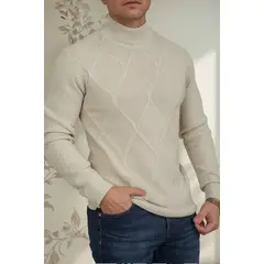 MPROPIA - Sweater Lana Hombre Cuello Subido Beatle, Excelente Calidad 130