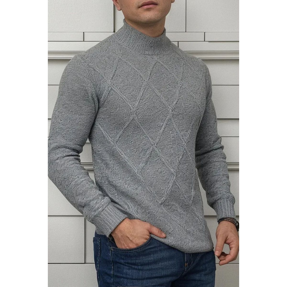 LOOK SHOP - Sweater Lana Hombre Cuello Subido Beatle, Excelente Calidad 130