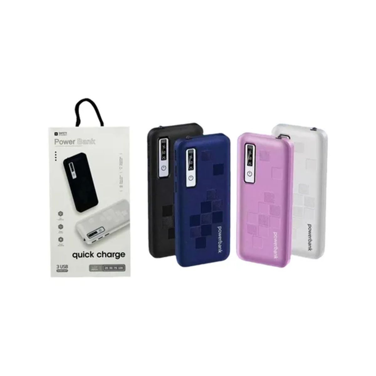 GENERICO - Batería Externa Portátil Carga Rápida Power Bank 20000 Mah Color Negro