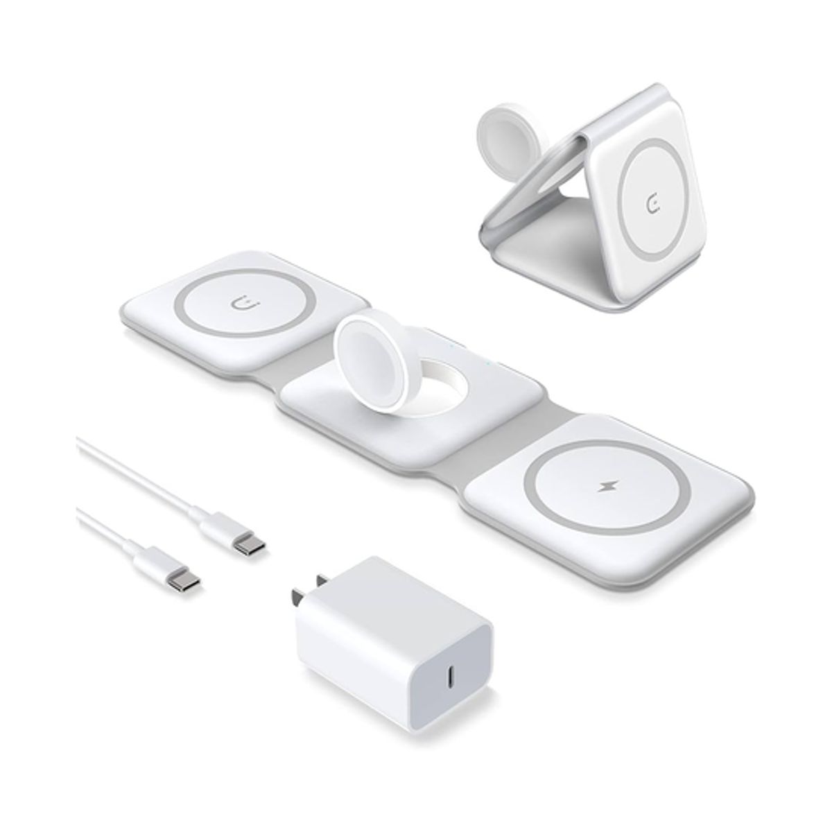 GENERICO - Cargador Rápido Inalambrico Magsafe Vidvie Para iPhone 3 En 1 Apple