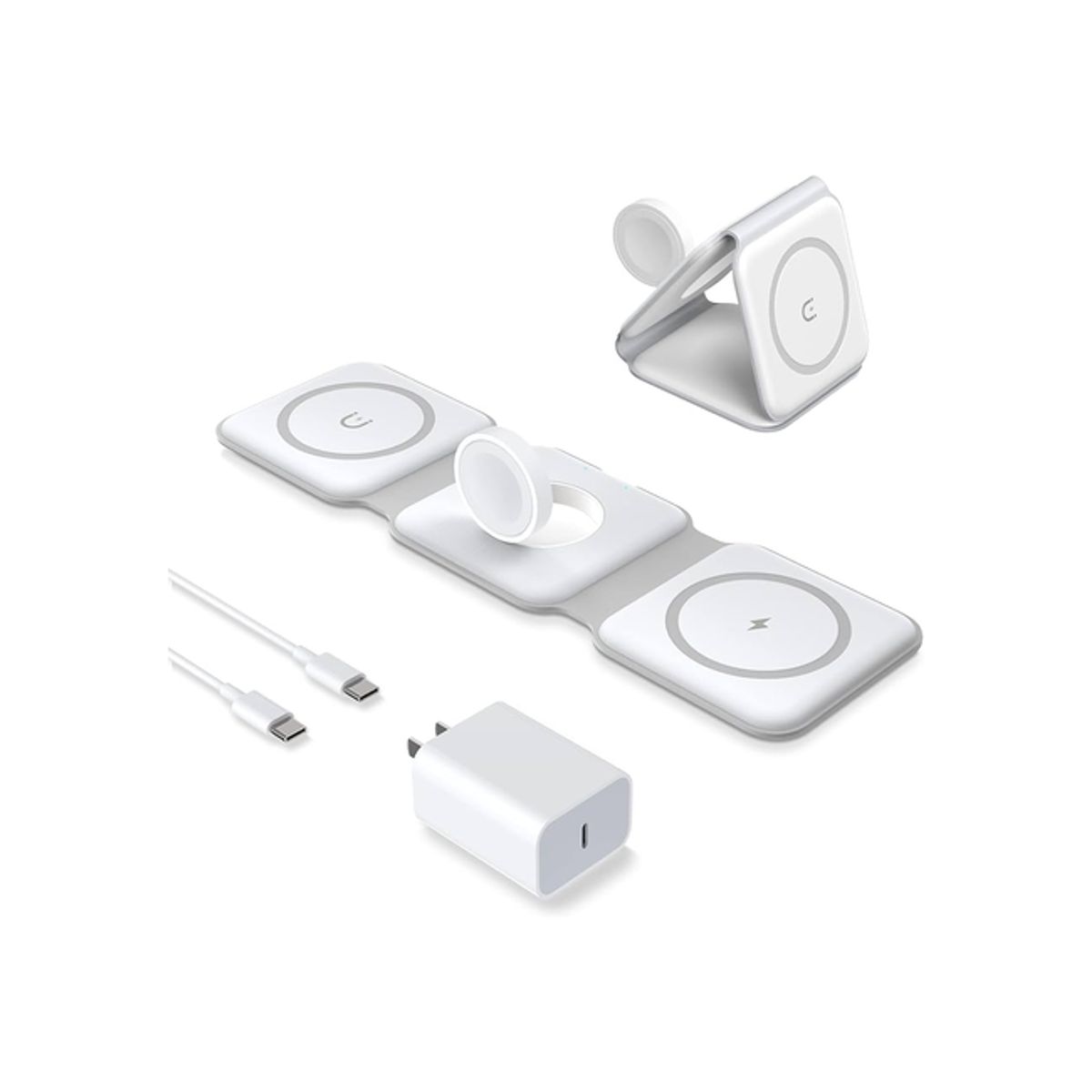 GENERICO - Cargador Rápido Inalambrico Magsafe Vidvie Para iPhone 3 En 1 Apple