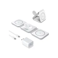 GENERICO - Cargador Rápido Inalambrico Magsafe Vidvie Para iPhone 3 En 1 Apple