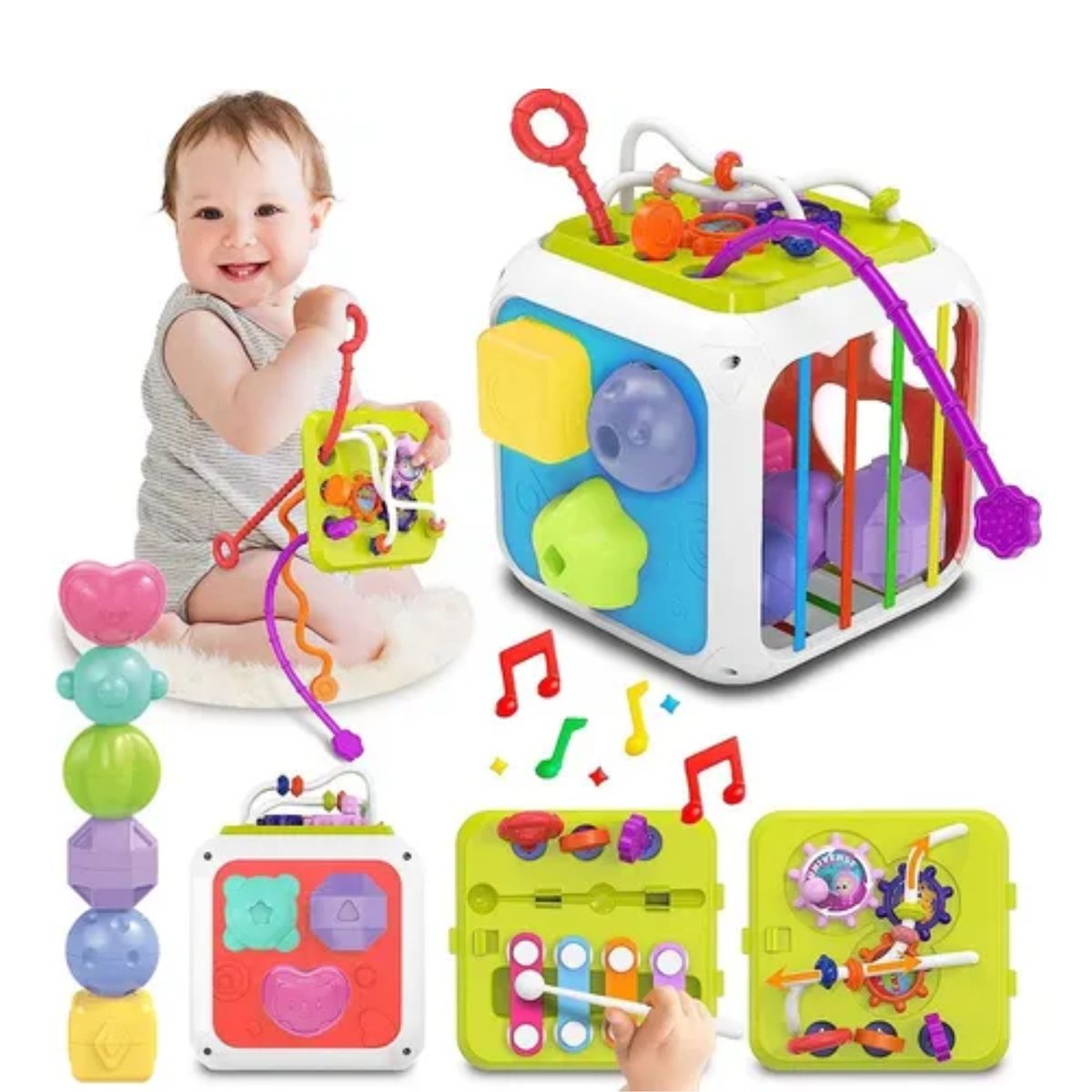 CRUSEC - Cubo Para Bebé Juguete Interactivo Didactico Sensorial