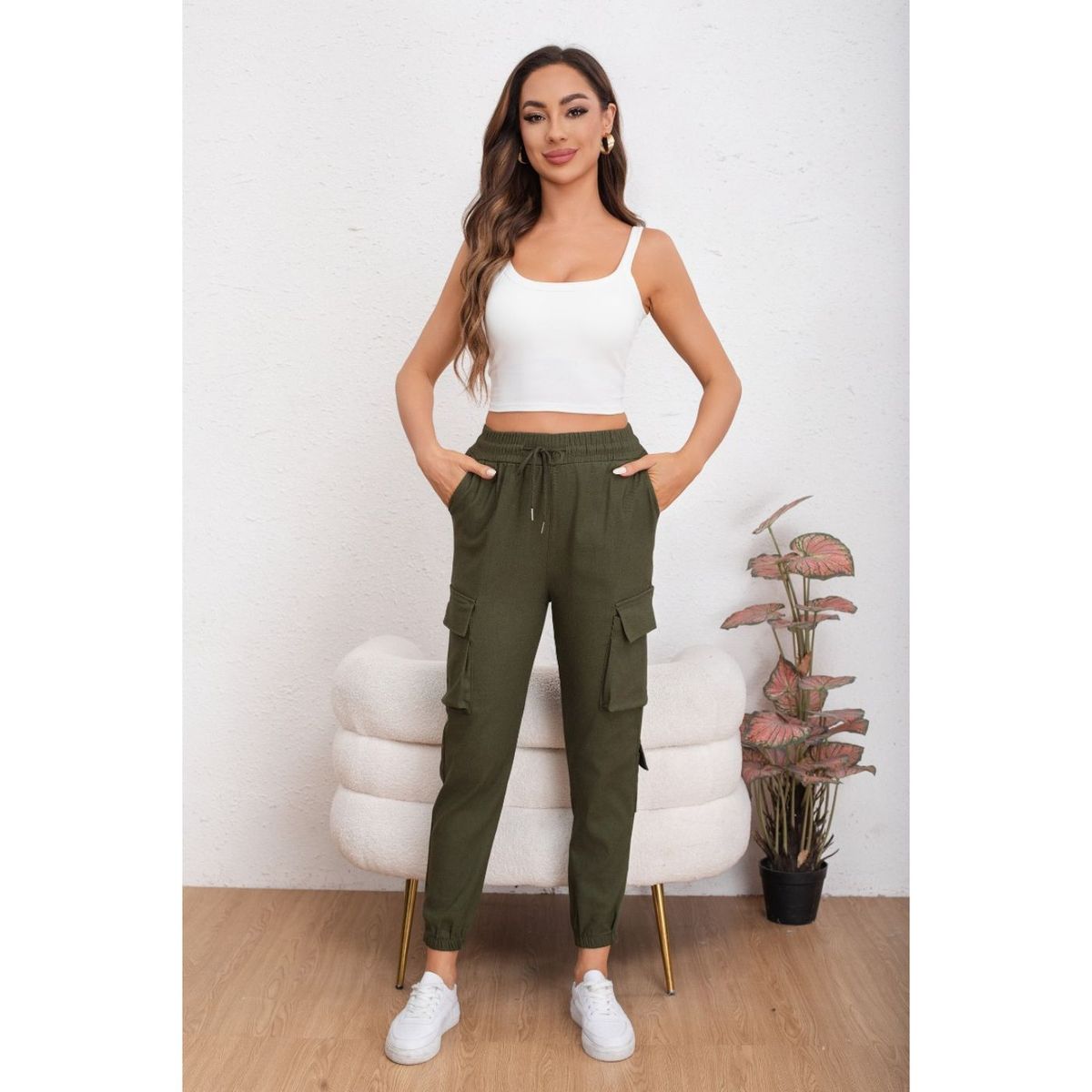 LIKE SHOP - Pantalon Mujer Leggins Cargo Elasticados Tela Jeans 2010