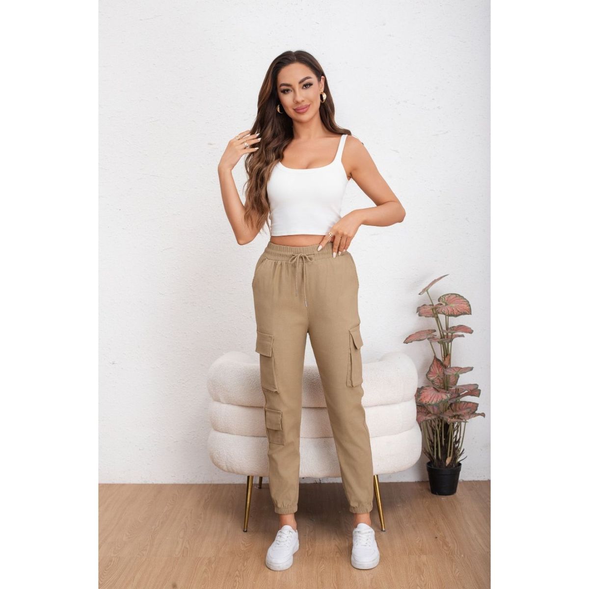 LIKE SHOP - Pantalones Mujer Leggins Cargo Elasticados Tela Jeans 2010