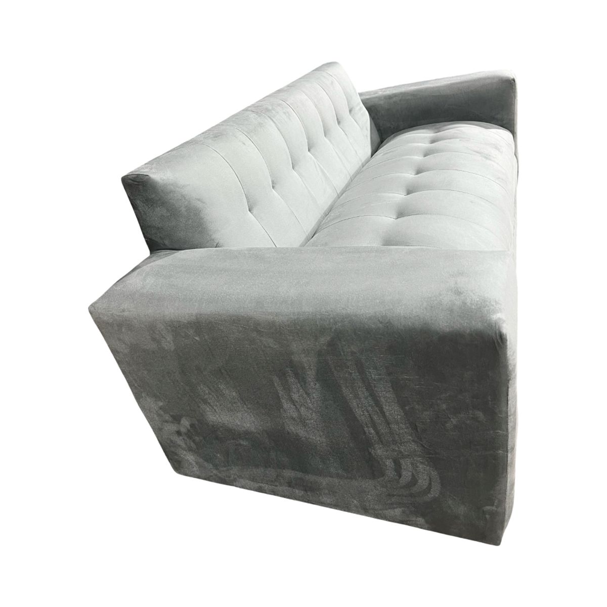 MUEBLES NEW - SOFA TRES CUERPOS GRIS FELPA..