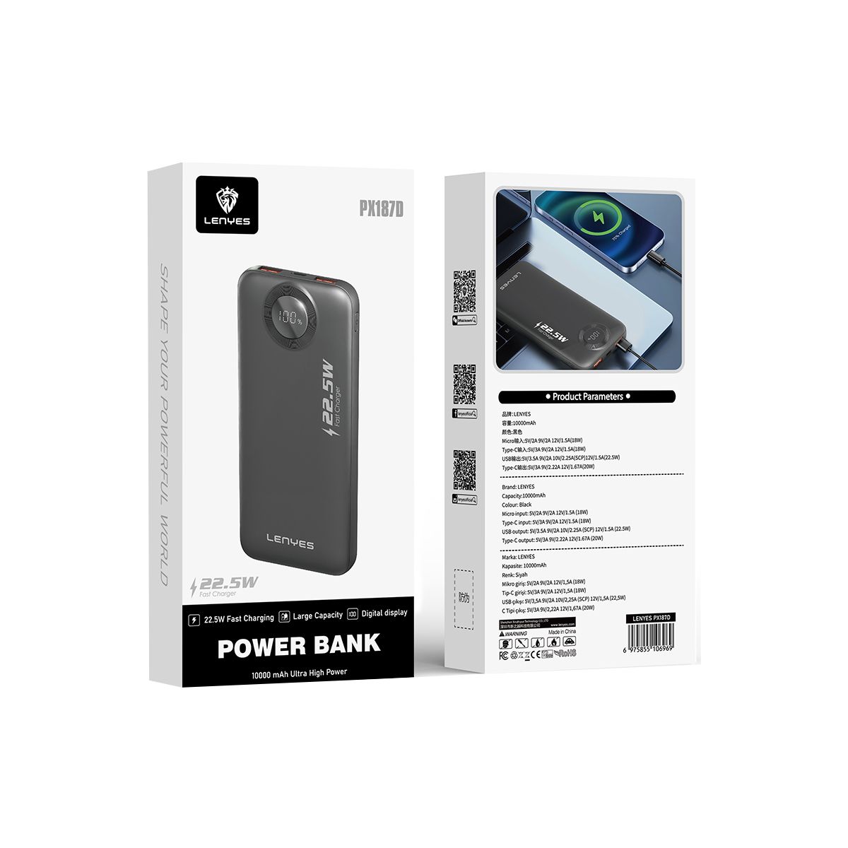 LENYES - Power Bank Lenyes PX187D 10000 mAh