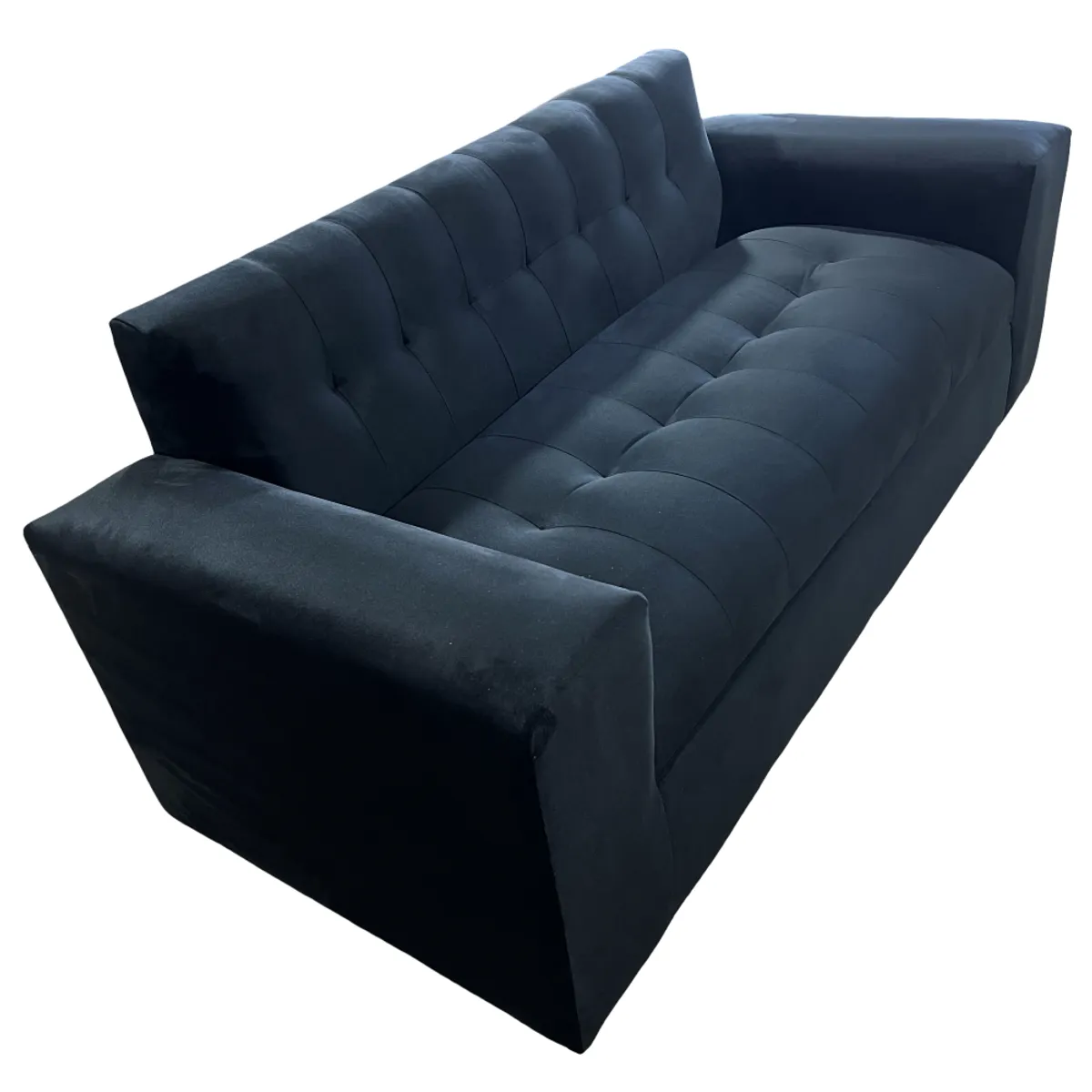 MUEBLES NEW - SOFA TRES CUERPOS NEGRO FELPA..
