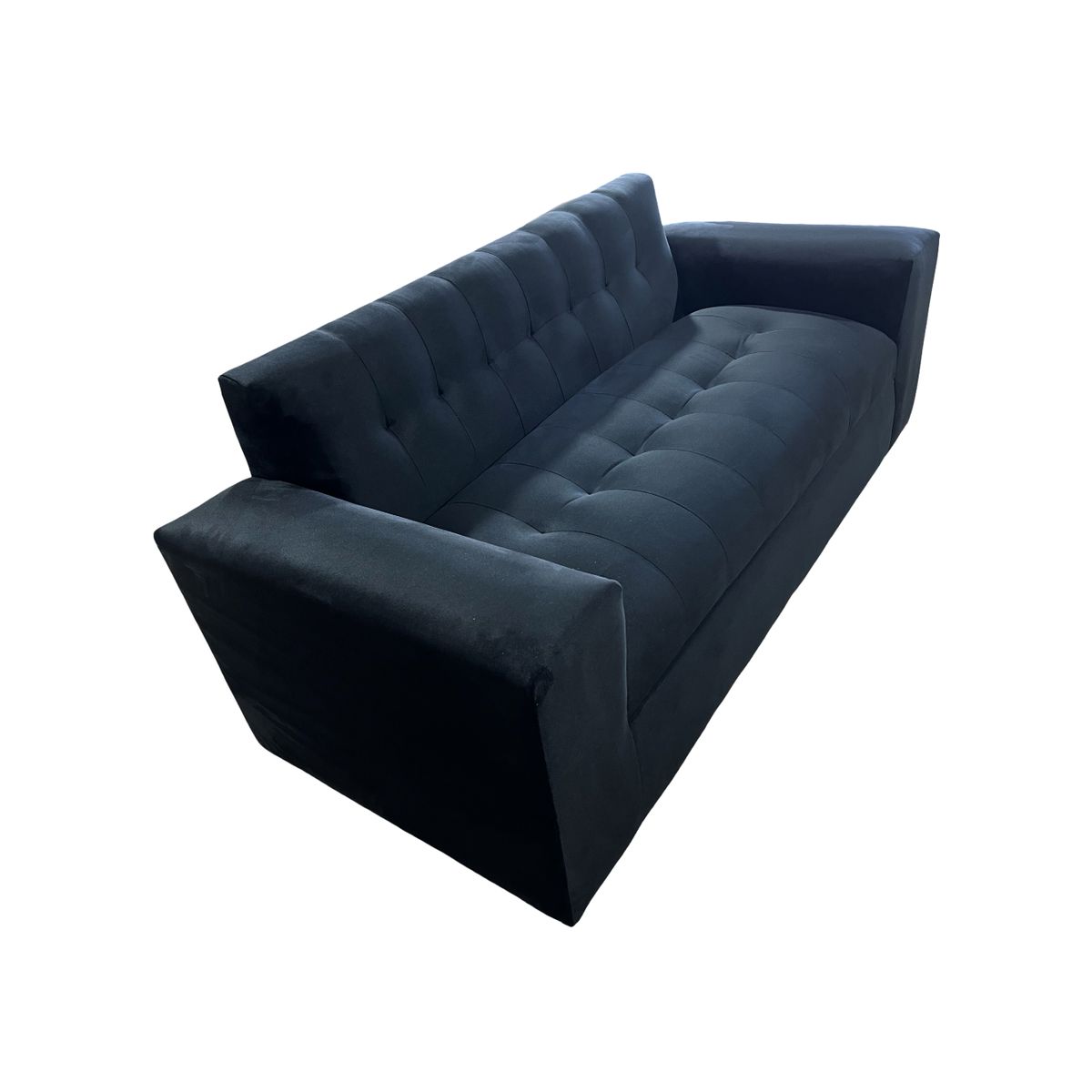MUEBLES NEW - SOFA TRES CUERPOS NEGRO FELPA..