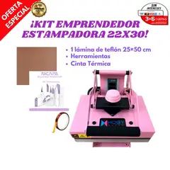 GENERICO - ESTAMPADORA PLANA + HERRAMIENTAS + TEFLÓN + CINTA TÉRMICA
