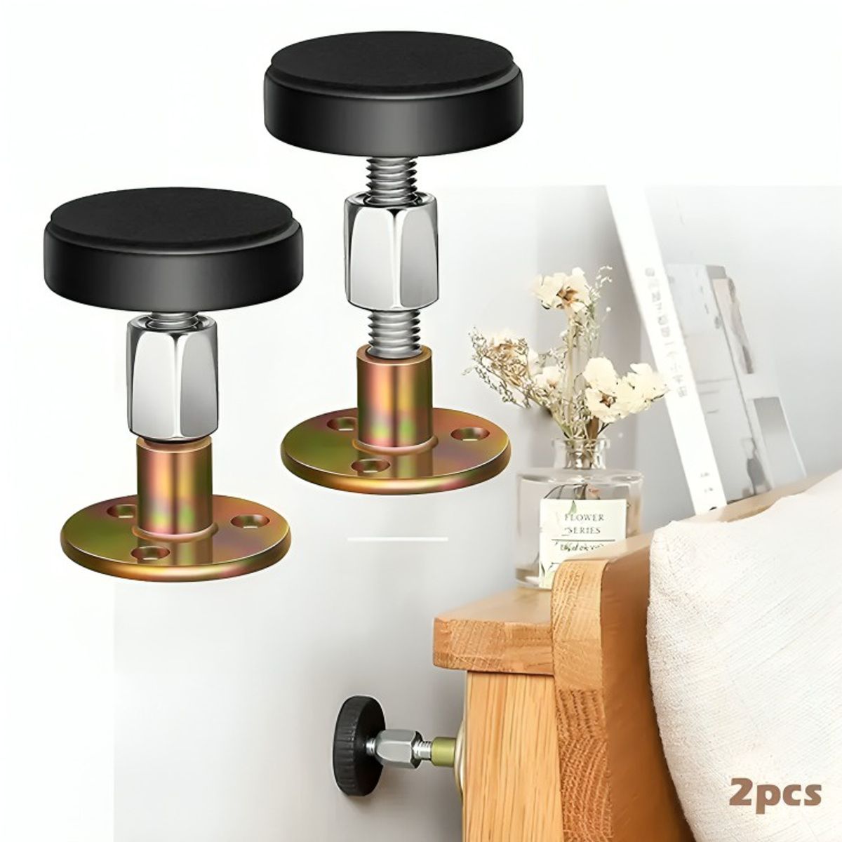 GENERICO - Tope Cama Pared Mueble Ajustable Antivibración 2 Unidades