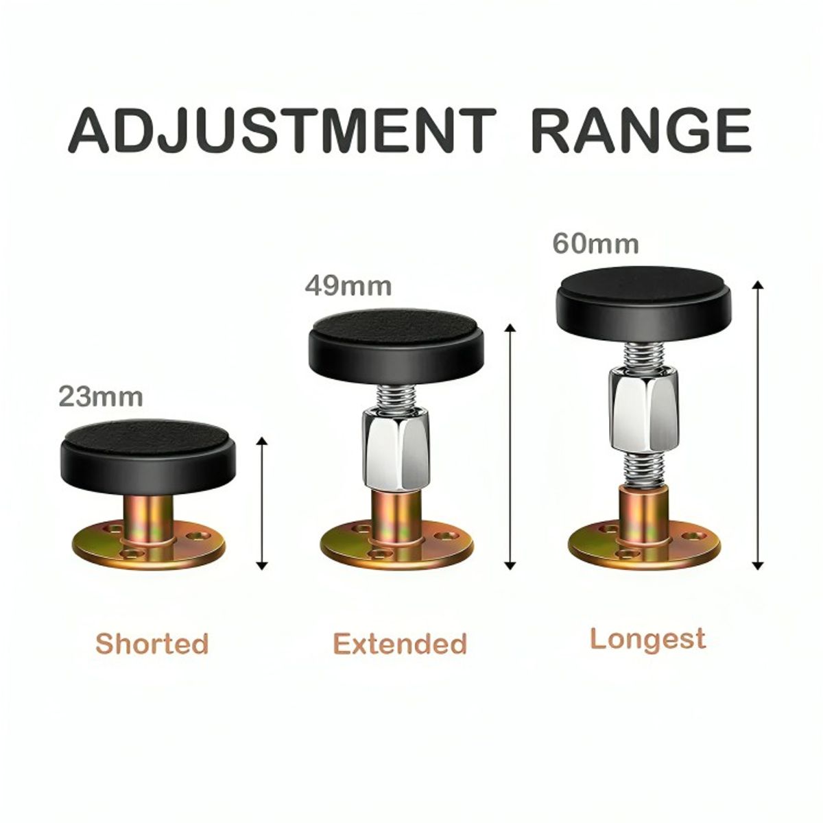 GENERICO - Tope Cama Pared Mueble Ajustable Antivibración 2 Unidades