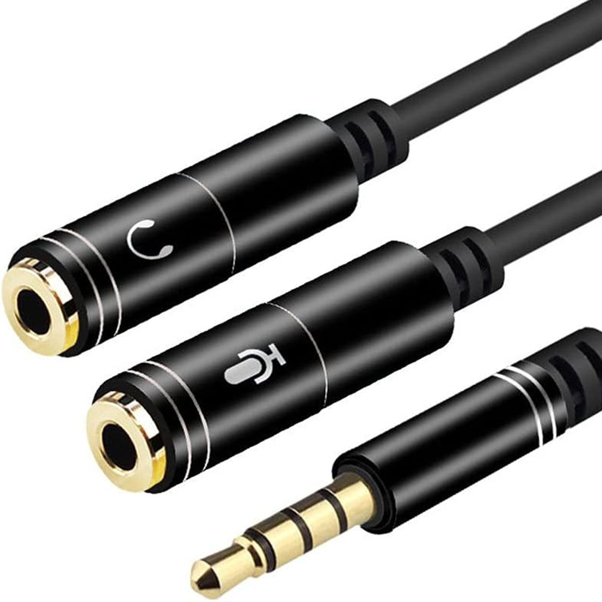 GENERICO - SPLITTER STEREO 3.5MM MACHO A 2 HEMBRA AUDIFONO Y MICROFONO