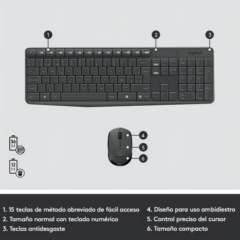 LOGITECH - Kit Teclado Mouse Inalámbrico Mk235 Logitech Español España