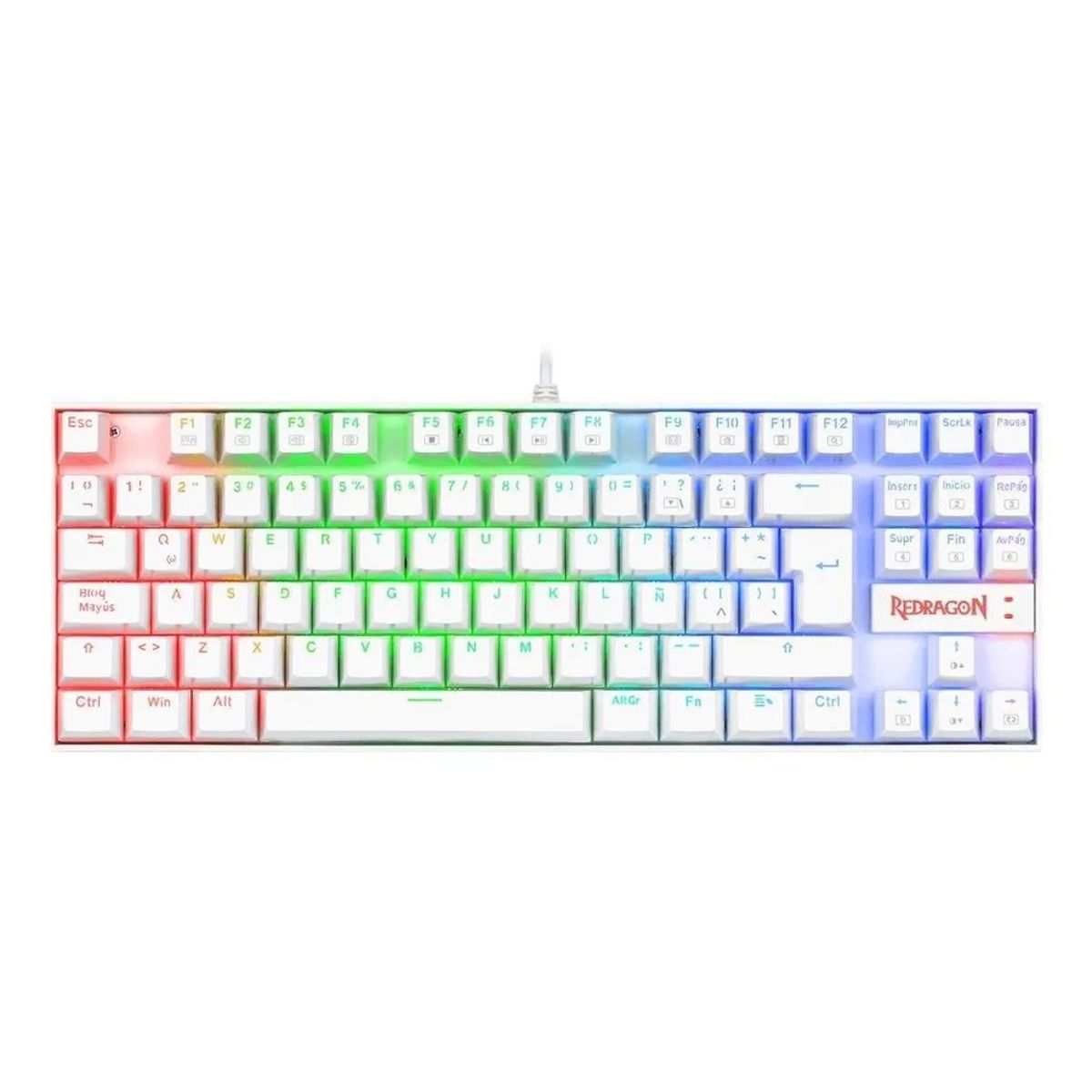 REDRAGON - Teclado Gamer Redragon Kumara K552 Blanco Rgb SW Red