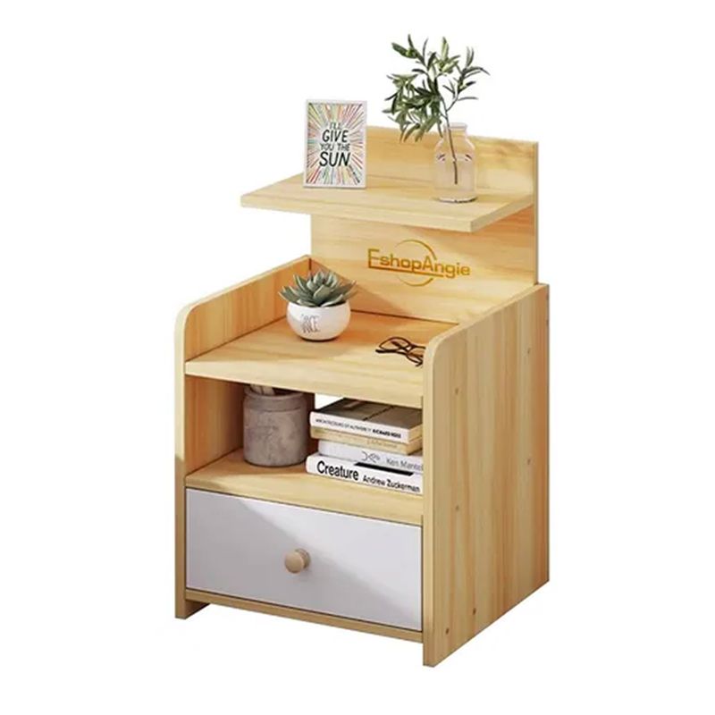 ESHOPANGIE - Velador Mesa De Noche 3 Niveles Con Cajon 33*26*60 Cm
