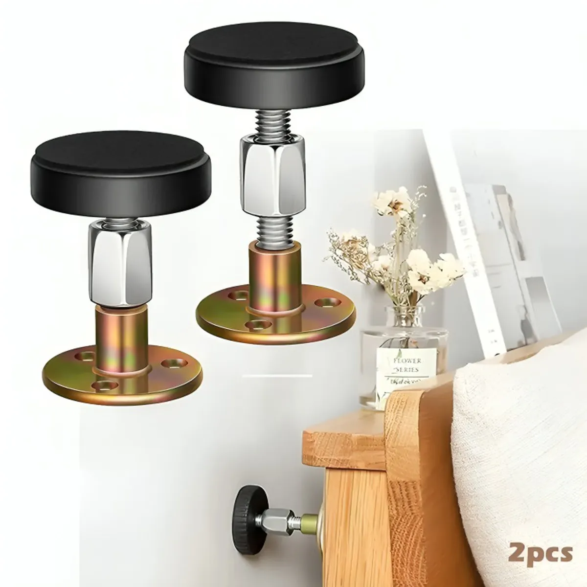 GENERICO - Tope Cama Pared Mueble Ajustable Antivibración 2 Unidades