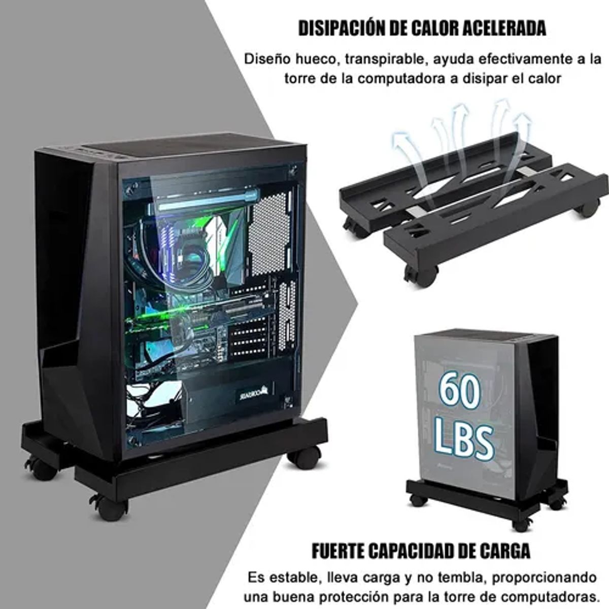 GENERICO - Soporte universal móvil para cpu ajustable 20-30 cm color n