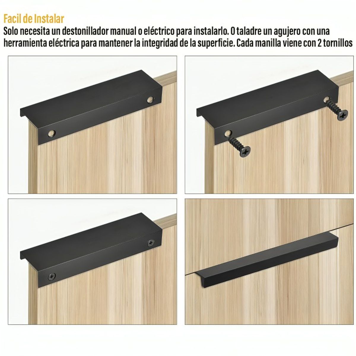 GENERICO - Tiradores Manilla Negro Tirador Mueble Puerta 15cm 10 Unid