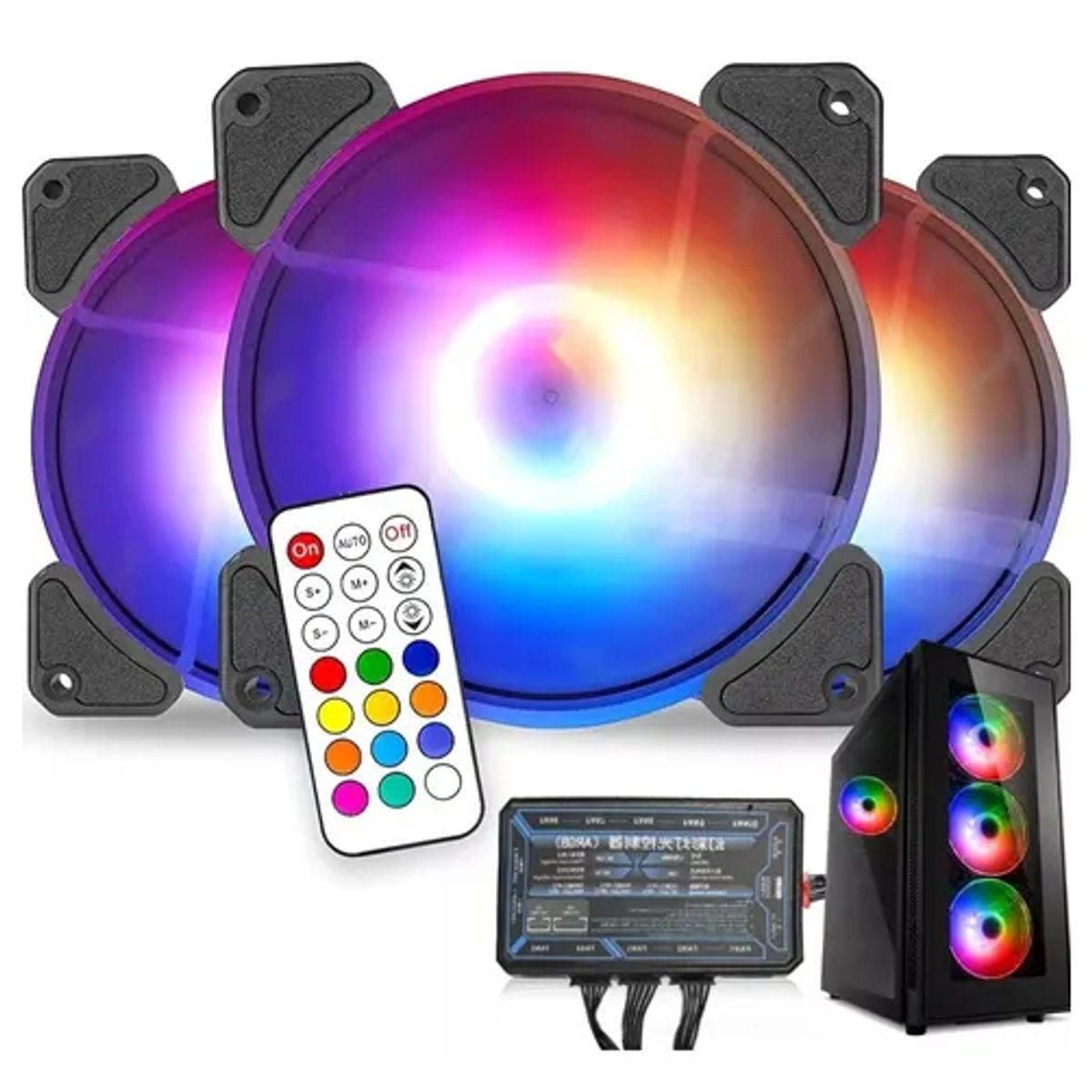 GENERICO - Kit 3 ventiladores gamer disipadores en loop 120mm rb color