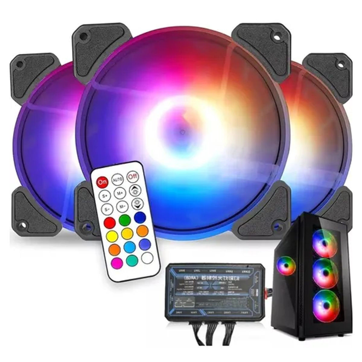 GENERICO - Kit 3 ventiladores gamer disipadores en loop 120mm rb color