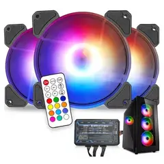 GENERICO - Kit 3 ventiladores gamer disipadores en loop 120mm rb color