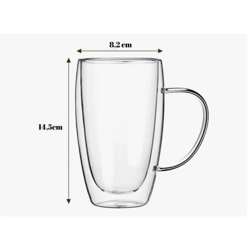 GENERICO - Taza Doble Pared Vidrio Borosilicato 450 ML