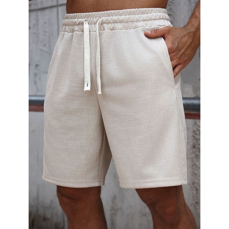 MPROPIA - Short Hombre Bermuda Tipo Lino Tendencia Urbana Liso 0266