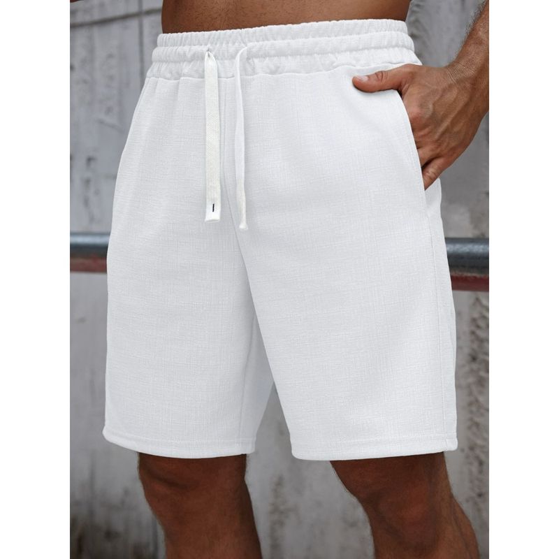 MPROPIA - Short Hombre Bermuda Tipo Lino Tendencia Urbana Liso 0266