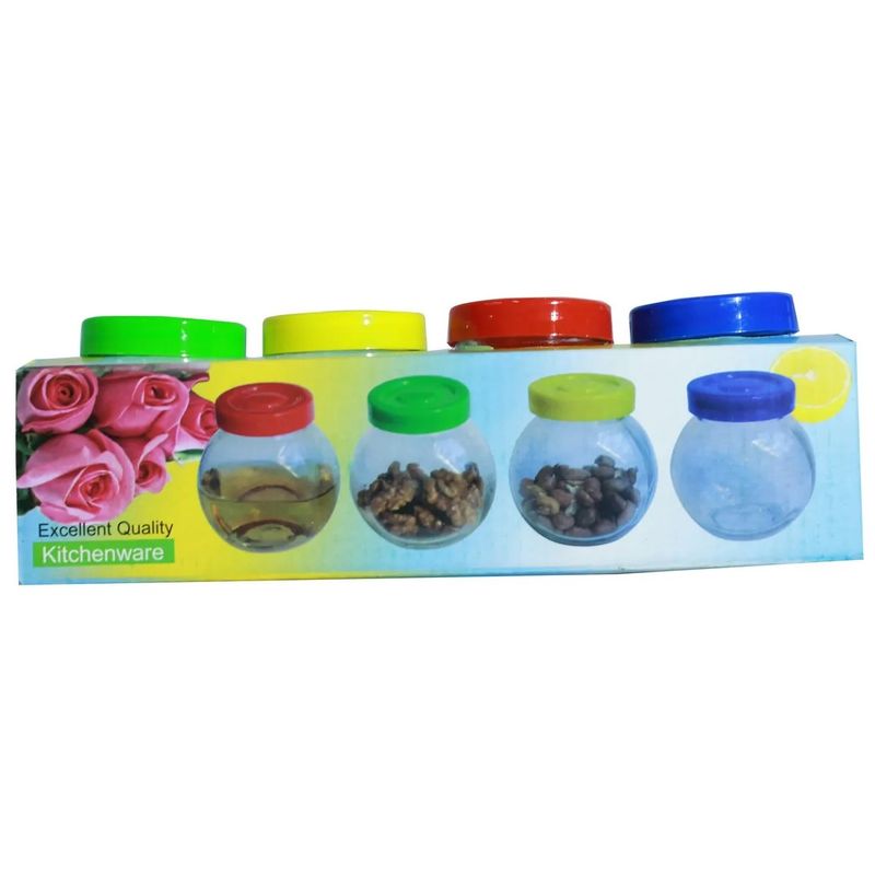 GENERICO - Set De 4 Especieros Recipientes En Vidrio Con Tapa Calidad