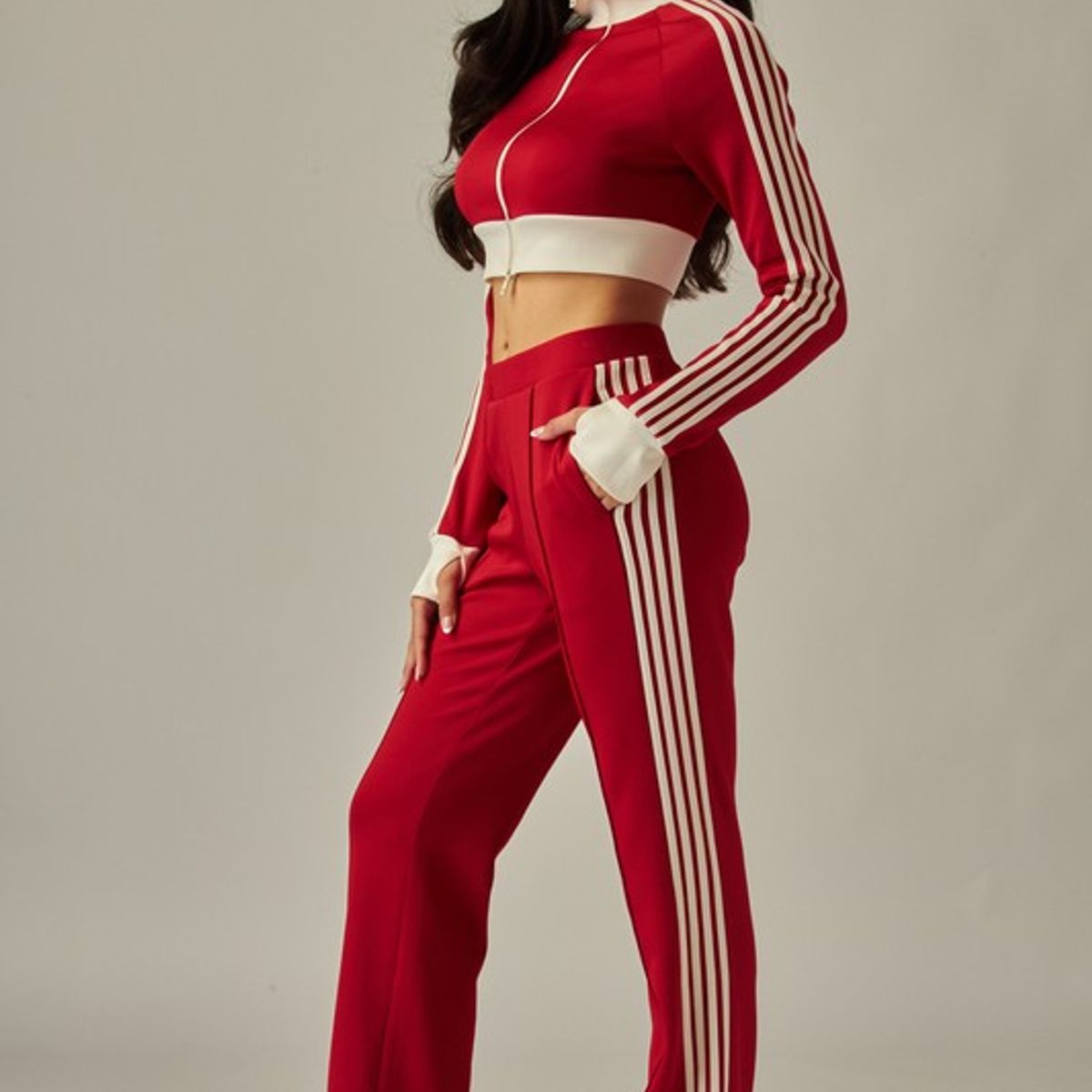 VRUSSO - Pantalón De Buzo Con Líneas Blancas Flare