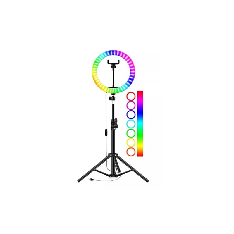 GENERICO - Aro De Luz Rgb Multicolor De 26 CM