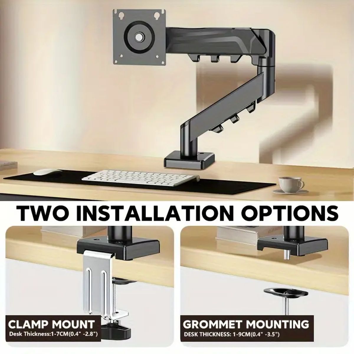 GENERICO - Soporte Monitor Escritorio 13-32 Pulgadas Brazo Articulado Negro