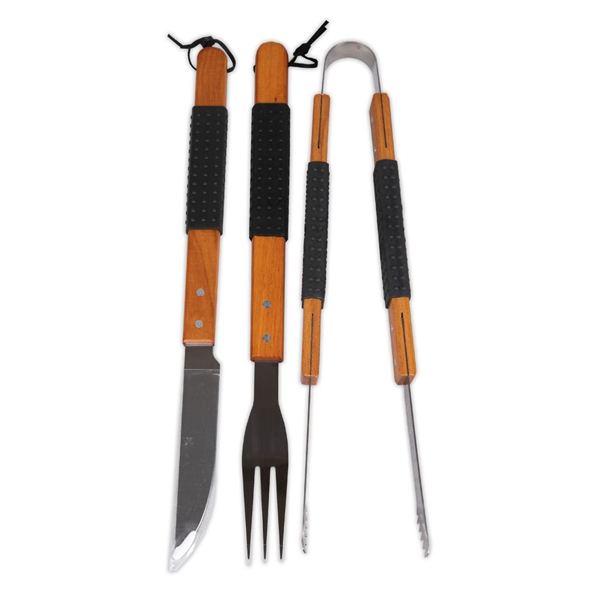 DORAL - Set Parrillero 3 Piezas Inoxidable Con Mango De Madera - SC