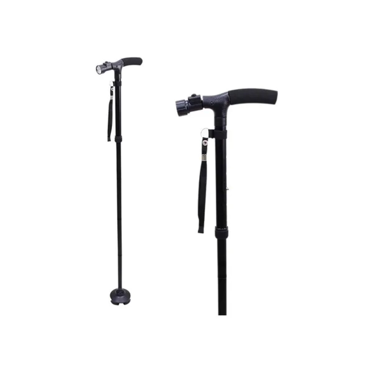 GENERICO - Bastón ortopédico plegable de aluminio con lámpara ajustable