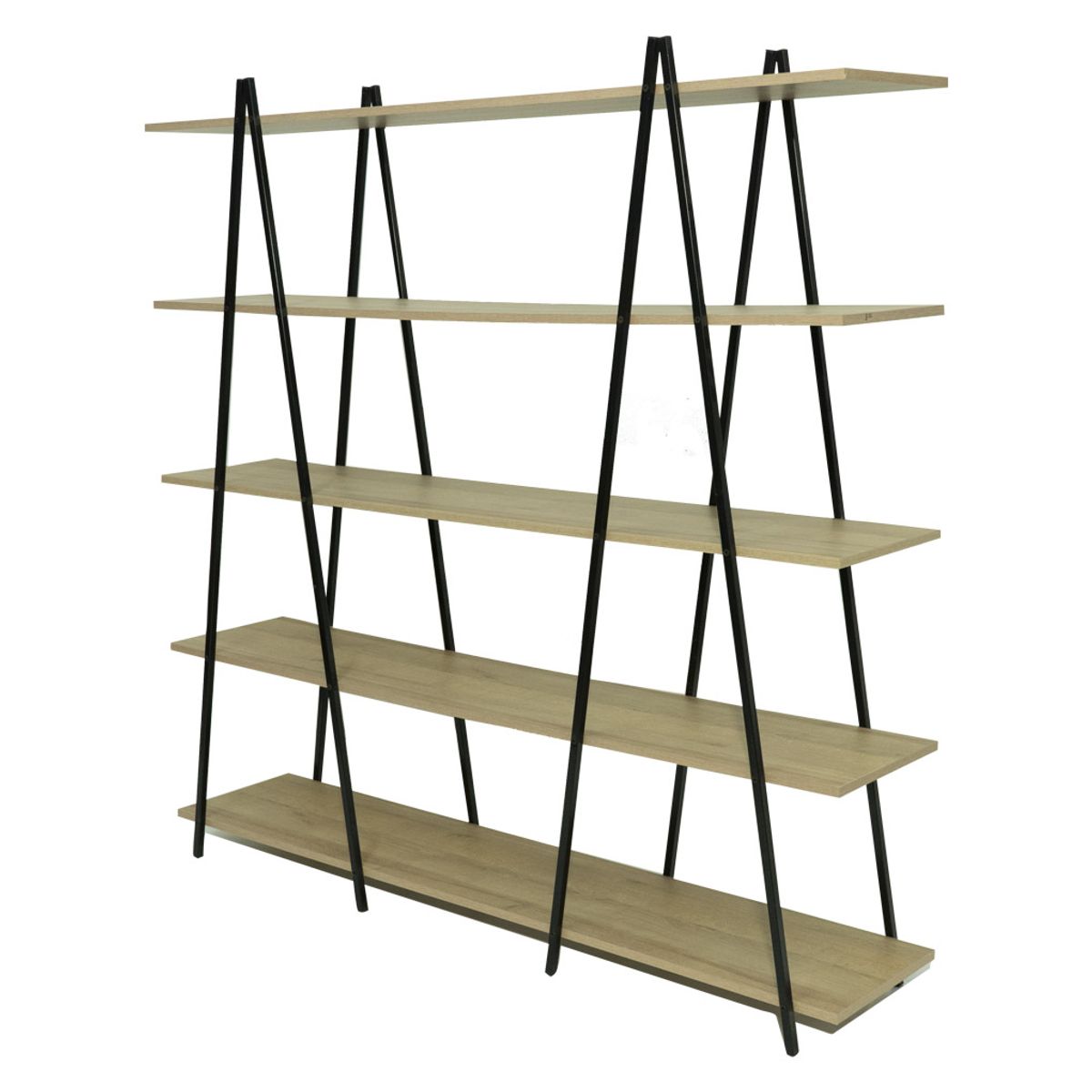 MUEBLES GACELA - Estante de 5 repisas Industrial Turin Roble Miel y Negro