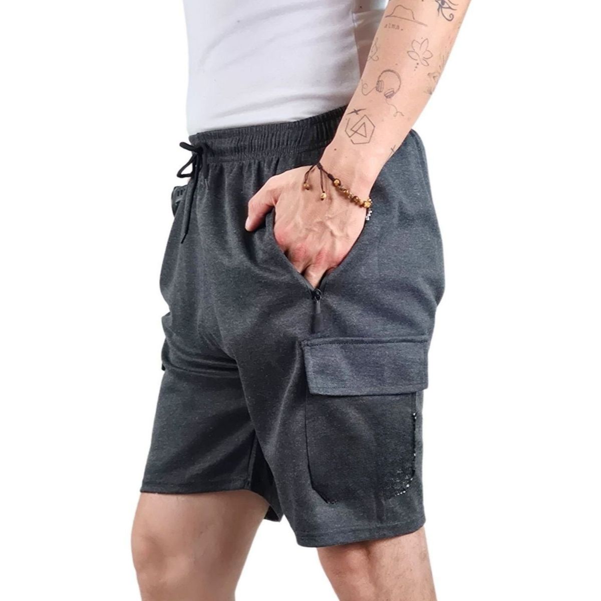 LIKE SHOP - Short Bermuda Deportivo Cargo Hombre Bolsillos Cierre 7005