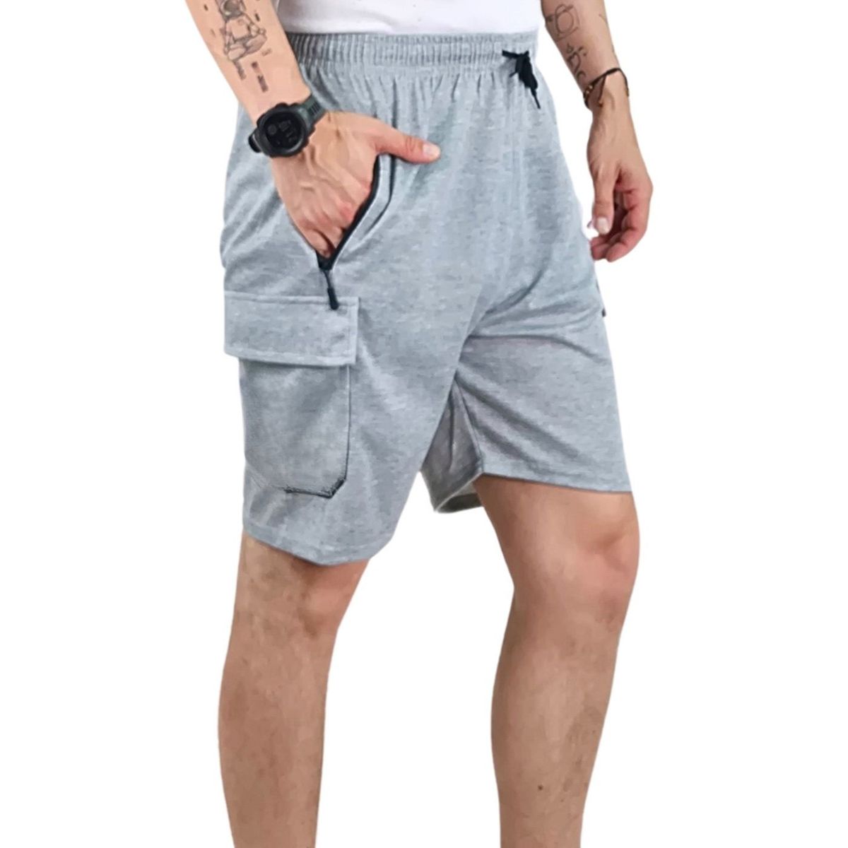 LIKE SHOP - Short Bermuda Deportivo Cargo Hombre Bolsillos Cierre 7005