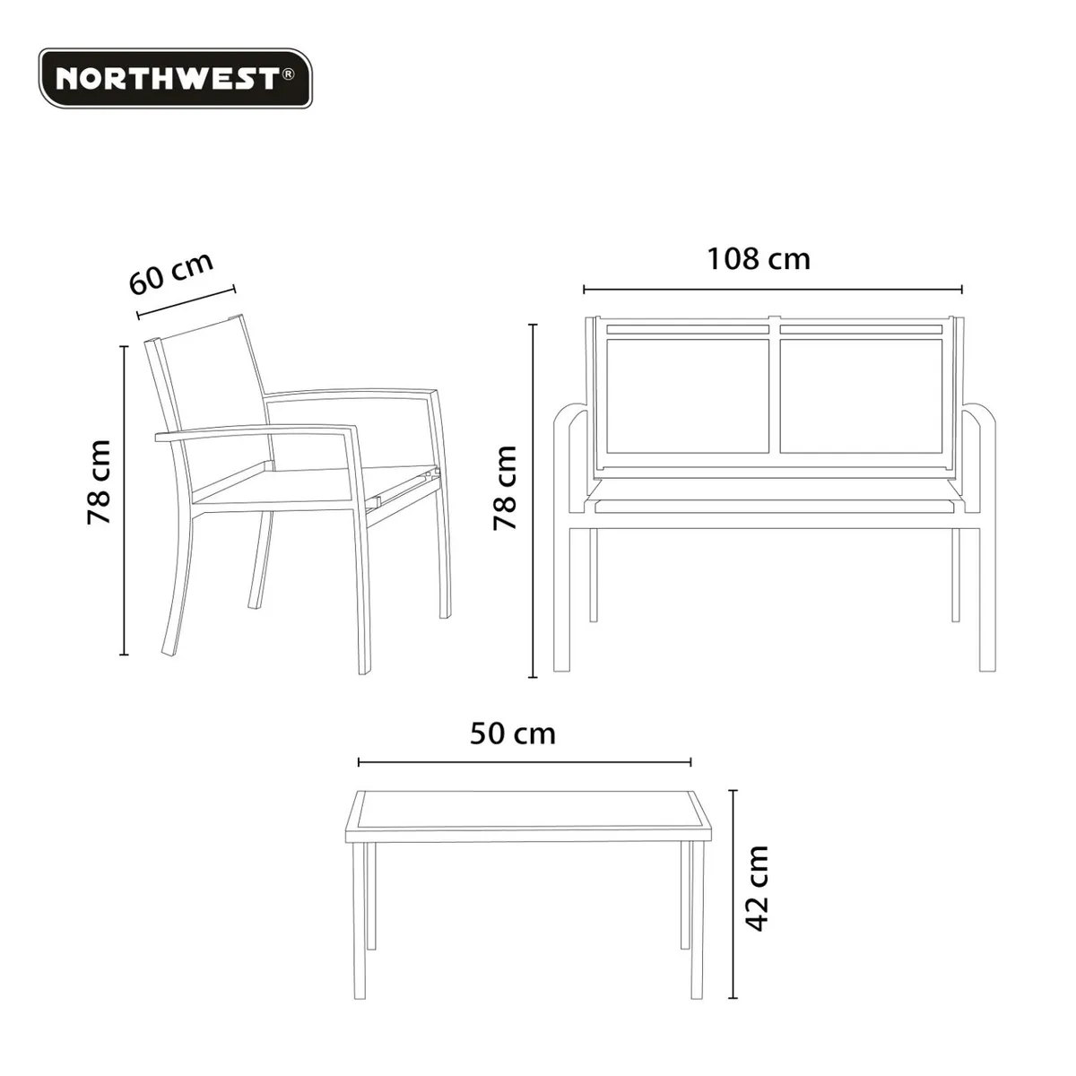 NORTHWEST - Juego Set de Terraza Madeira 4 personas Northwest