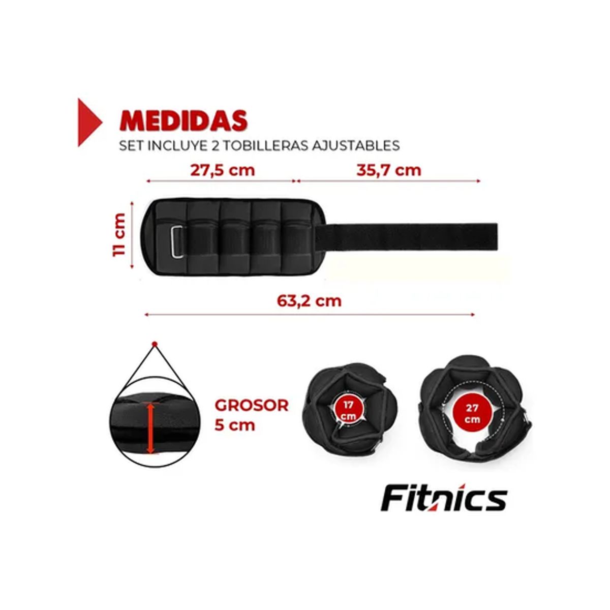 GENERICO - Pesas de tobillo tobilleras peso ajustable hasta 3 kg set 2
