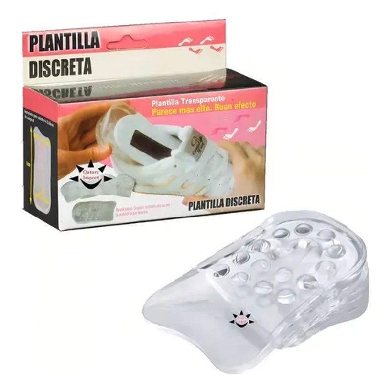 GENERICO - Plantilla aumenta estatura discreta de silicona color transp
