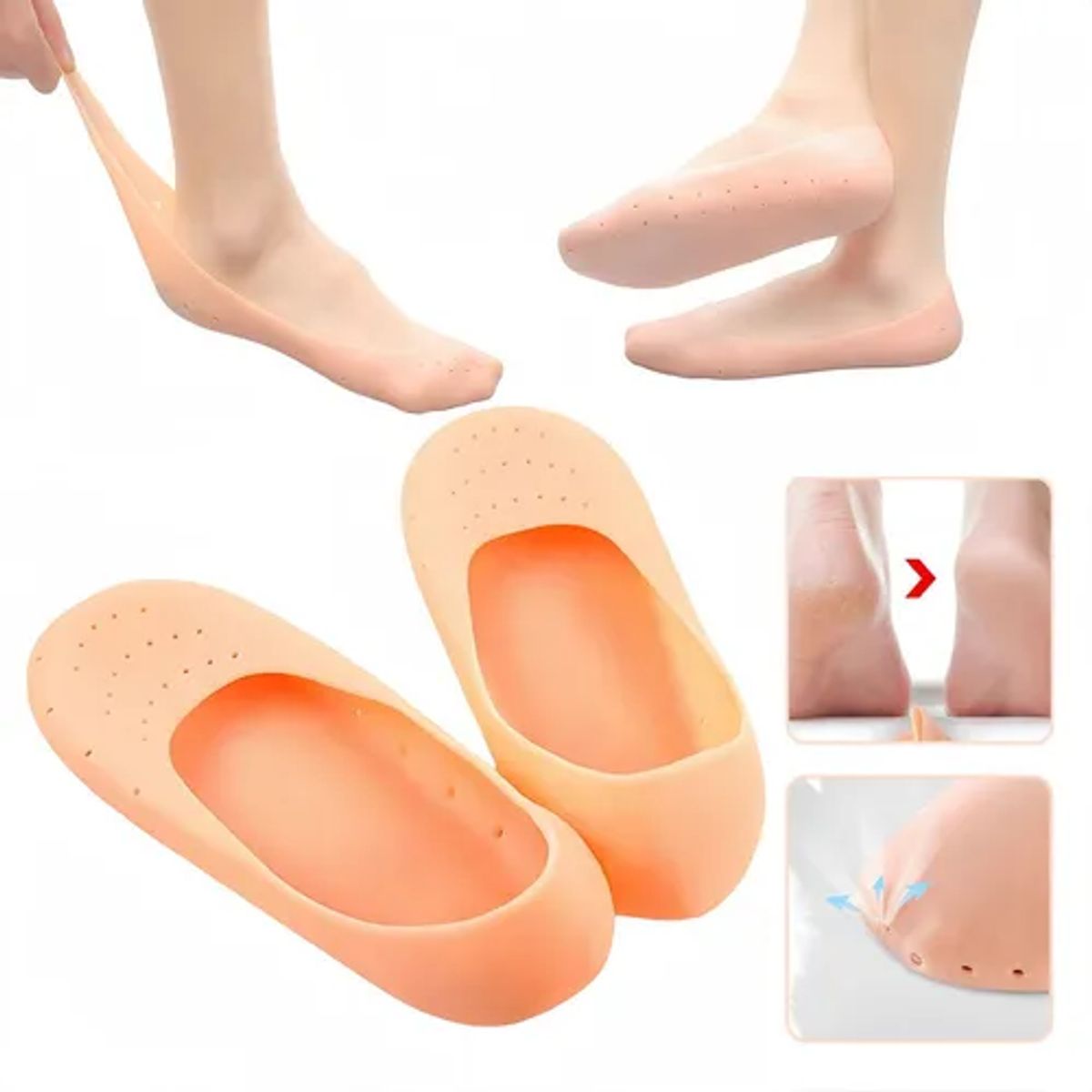 GENERICO - Medias protectoras plantillas de pies de silicona hidratante