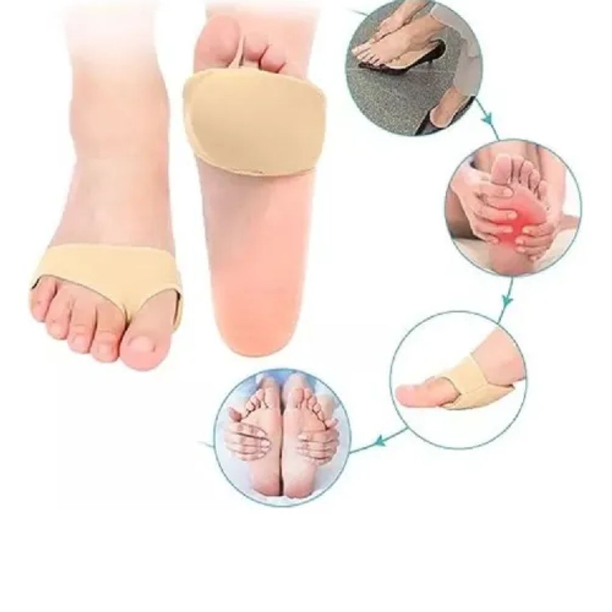 GENERICO - Cojin metatarso almohadilla de gel con soporte de tela par