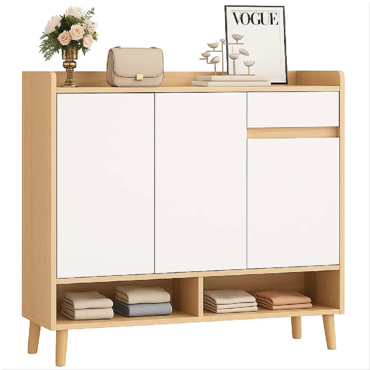 MUNDO ONLINE - Zapatero Bicolor Elegance 3 Puertas Organizador Estante 81 cm